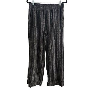 Time & Tru Womens Black & White Striped Linen-Blend High Waist Pants M (8-10)